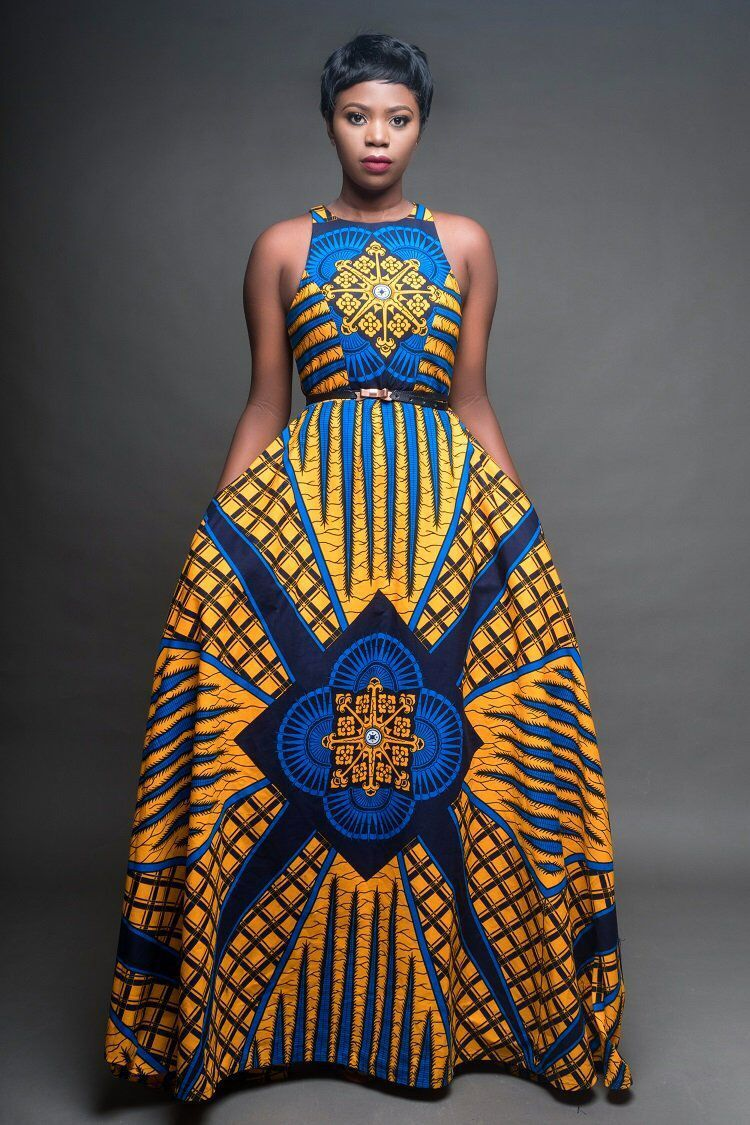 Halter Neck Maxi Dress - African Print