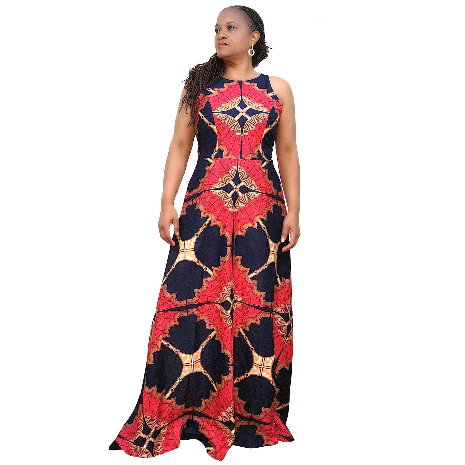 African Halter Neck Maxi Dress 