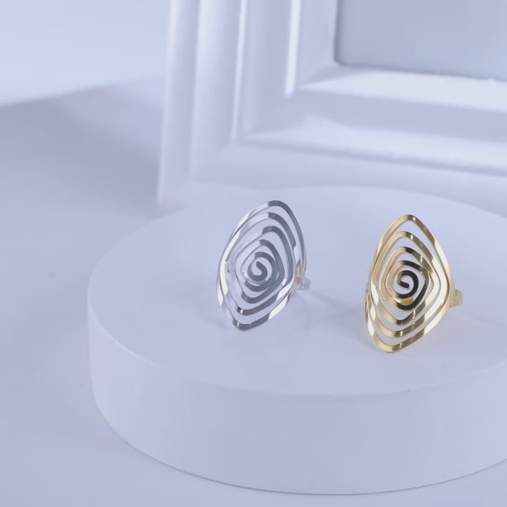 Gouden Swirl geometrische ring voor vrouwen