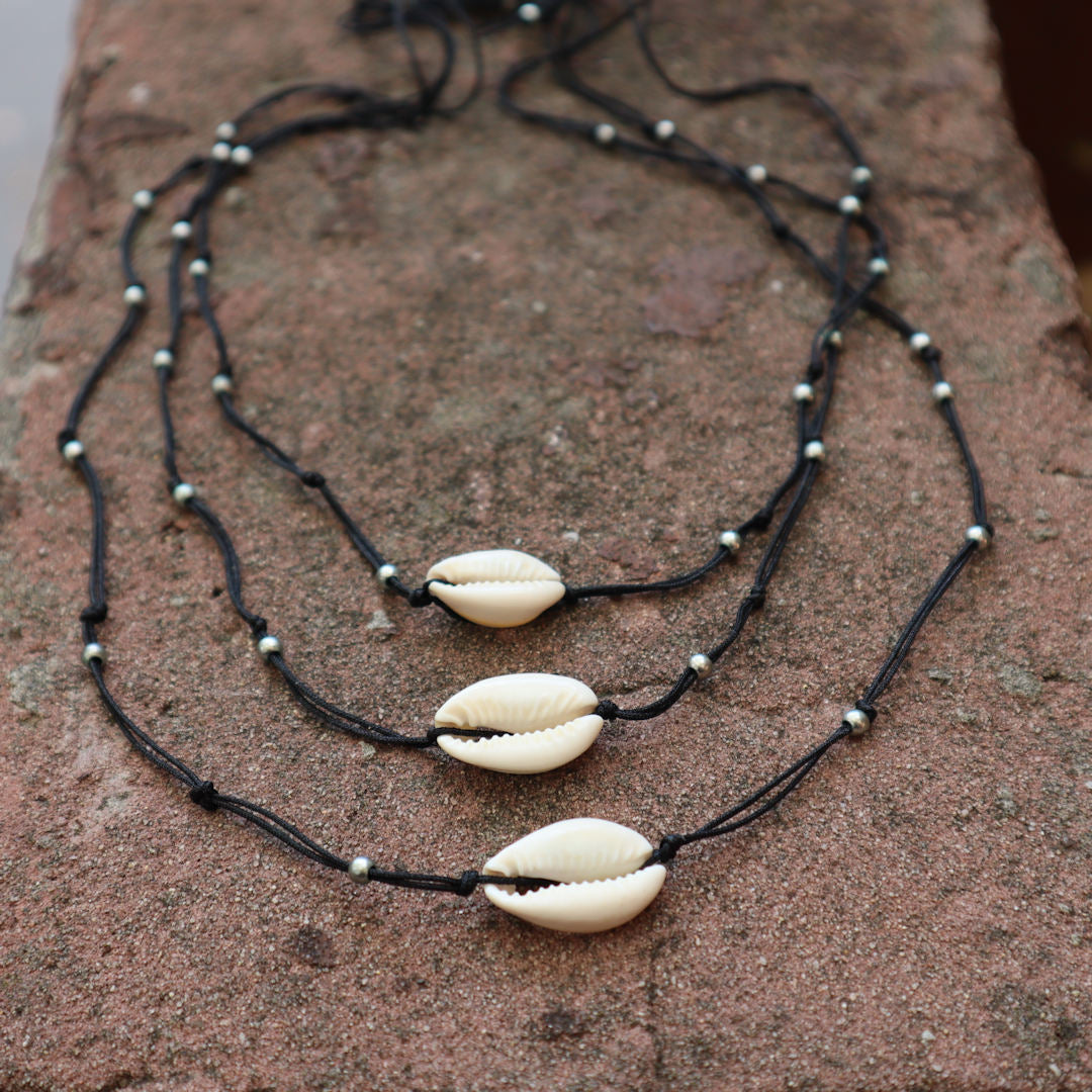 Cowrie Shell Necklace &amp; Hair Tie for Locs, Braids and Afros