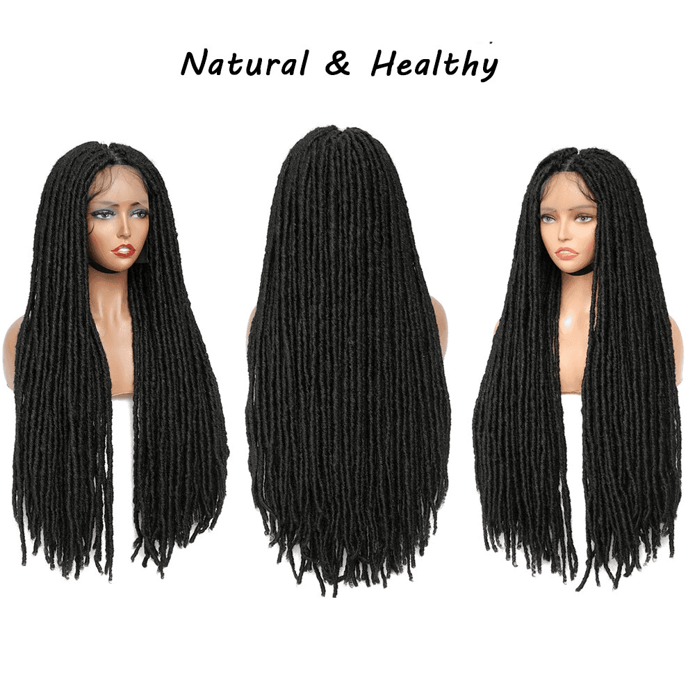 Perruque Lace Frontal Faux Locs avec cheveux de bébé