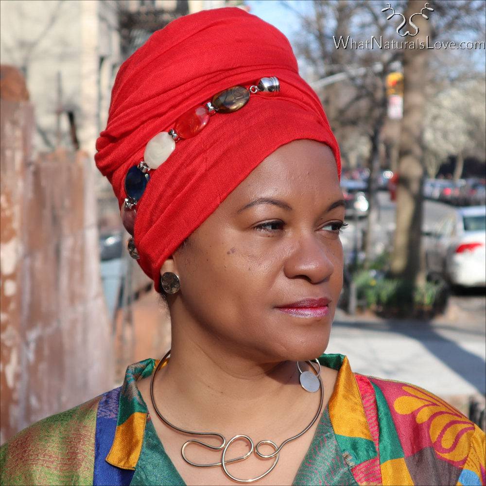 Headwrap Scarf embellished with stone pendants 