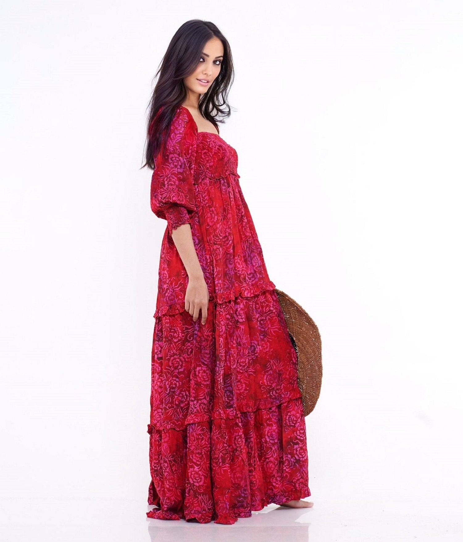 Batik Maxi Dress - Medieval Style | Elasticized Empire Waist WhatNaturalsLove.com Batik Maxi Dress - Medieval Style | Elasticized Empire Waist WhatNaturalsLove.com