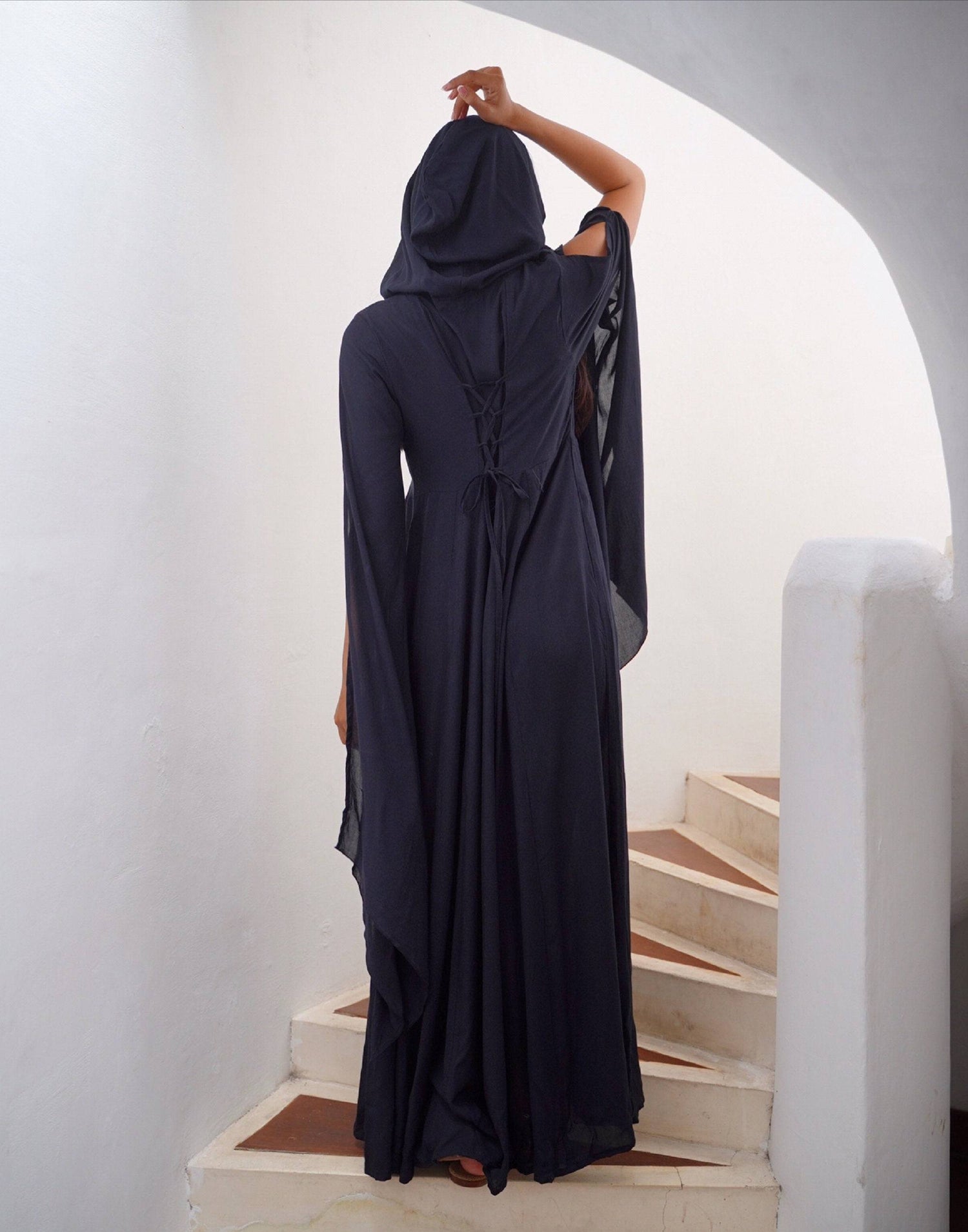 Hooded Maxi Dress for All Sizes - Medieval Style | Rayon Fabric WhatNaturalsLove.com Hooded Maxi Dress for All Sizes - Medieval Style | Rayon Fabric WhatNaturalsLove.com