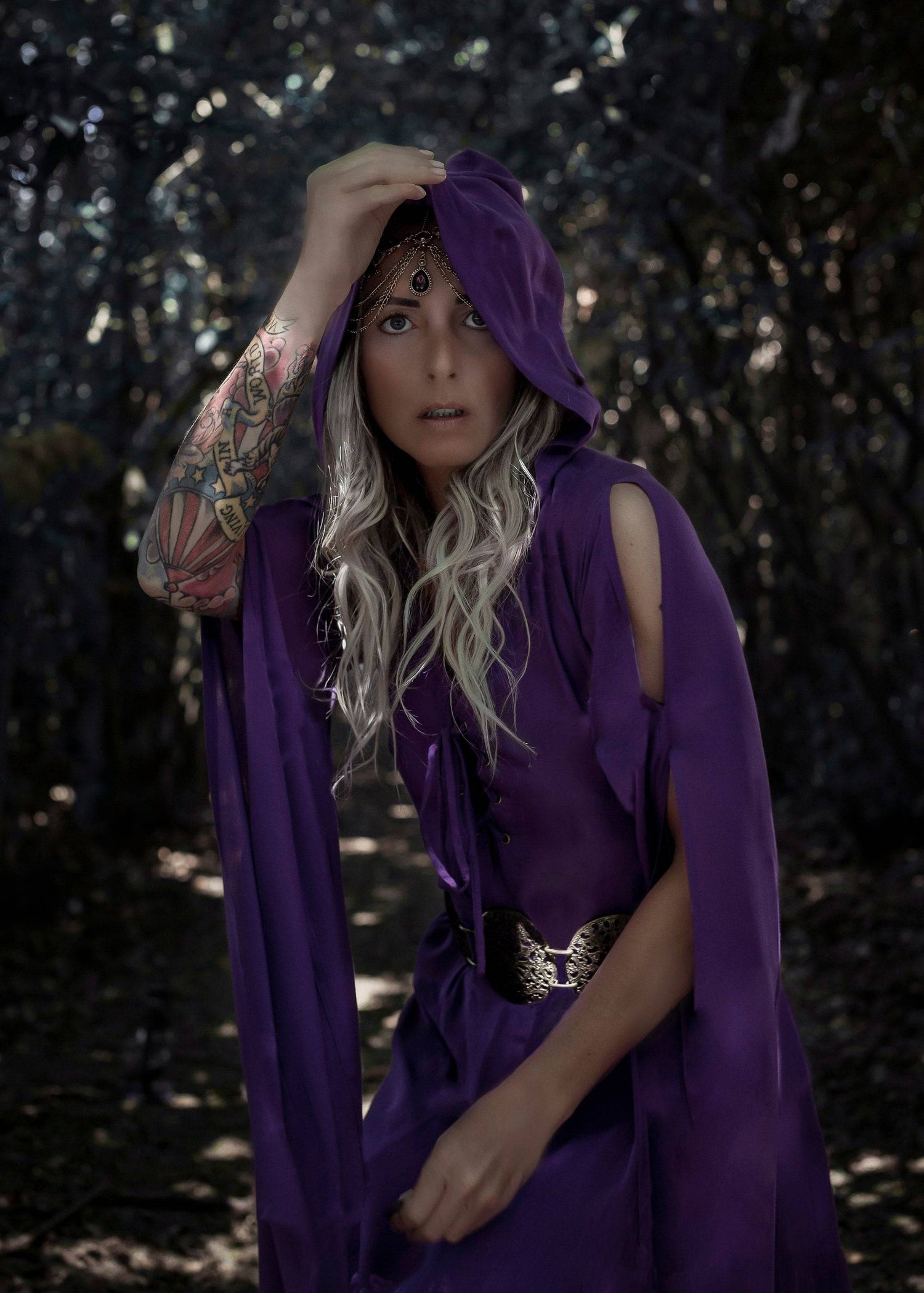 dark purple medieval dress Medieval Renaissance Purple Corset Dress Costume