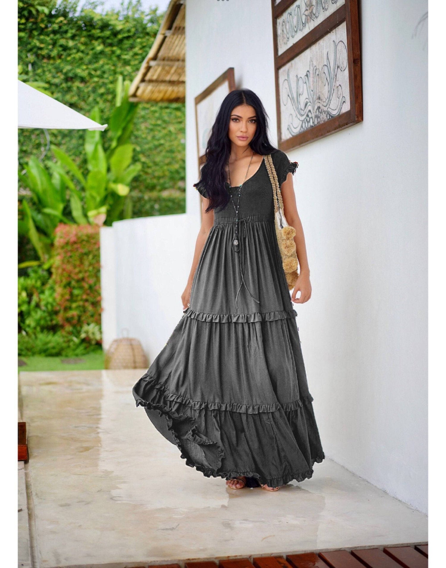 Gypsy Maxi Dress All Sizes - Stretch Bodice | Adjustable Fit WhatNaturalsLove.com Gypsy Maxi Dress All Sizes - Stretch Bodice | Adjustable Fit WhatNaturalsLove.com
