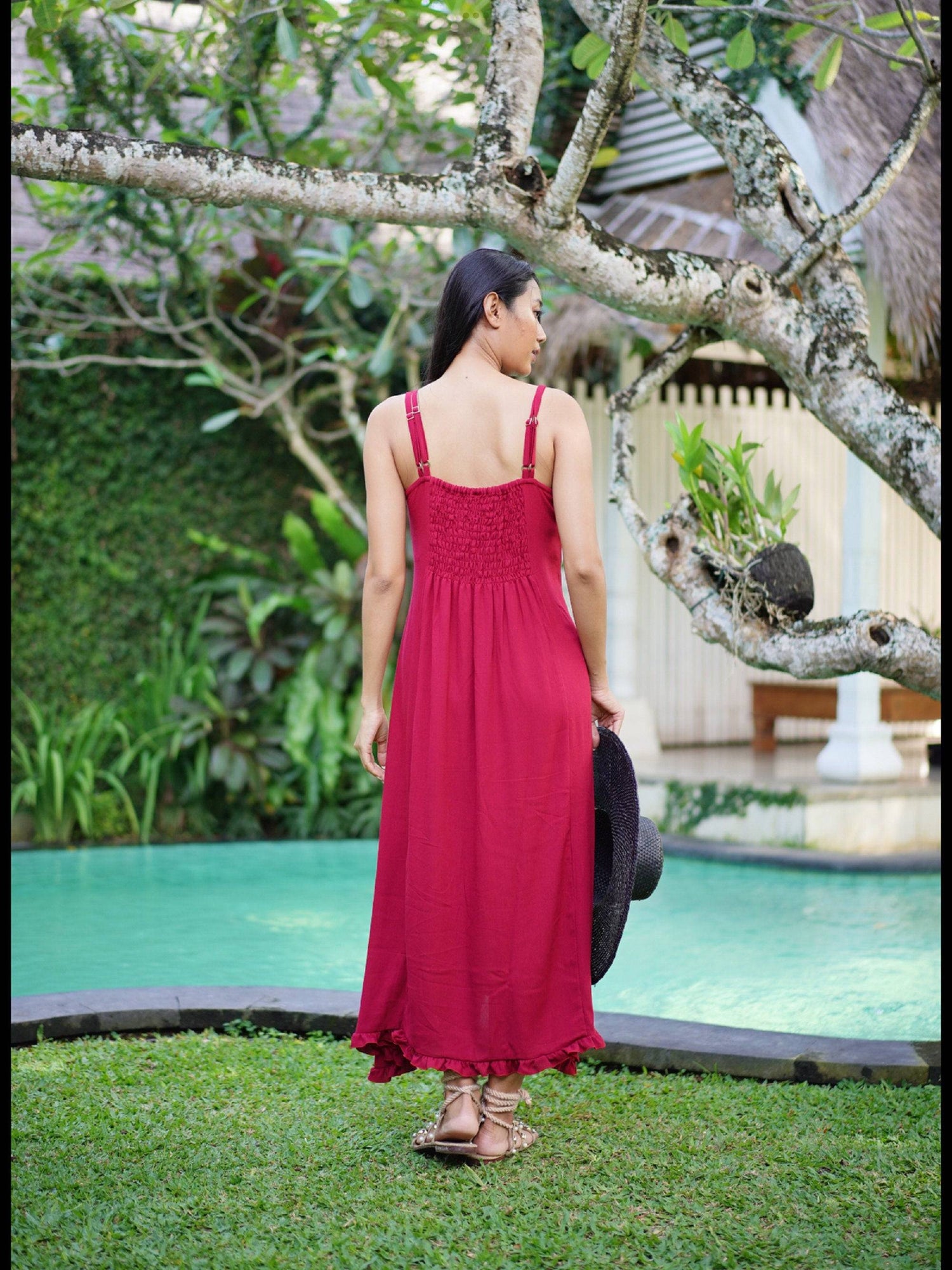 Lace Up Front Jumper, Maxi Dress with Elasticized Back for All Size - Black / S Lace Up Front Jumper, Maxi Dress with Elasticized Back for All Size - Black / S