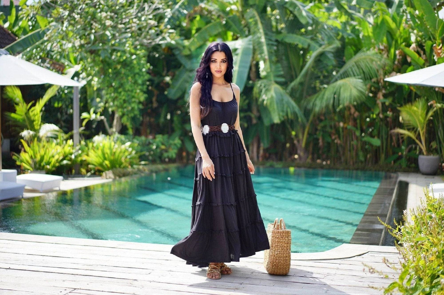 Full Length Stretchable Jersey Maxi Dress for All Sizes - Black / S Full Length Stretchable Jersey Maxi Dress for All Sizes - Black / S
