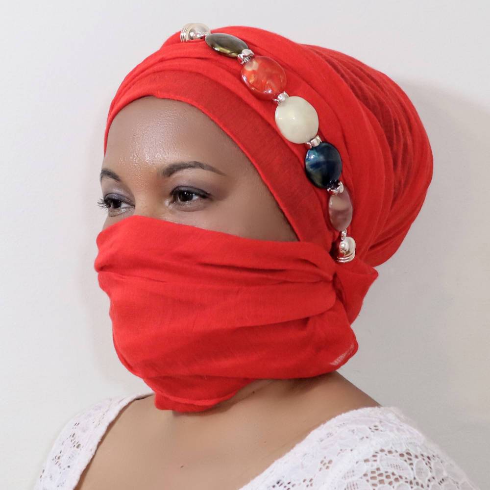 Multi-Wear Headwrap Scarf with stone jewelry