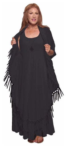 Moroccan Magic Dress with Fringes Black