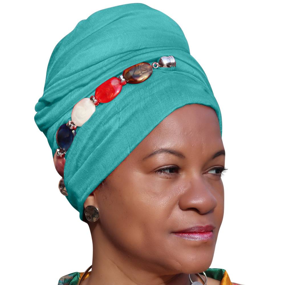 Multi-Wear Headwrap Scarf with stone jewelry