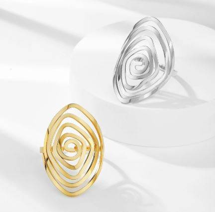 Gouden Swirl geometrische ring voor vrouwen