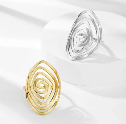 Gold Swirl Geometric Ring for Women
