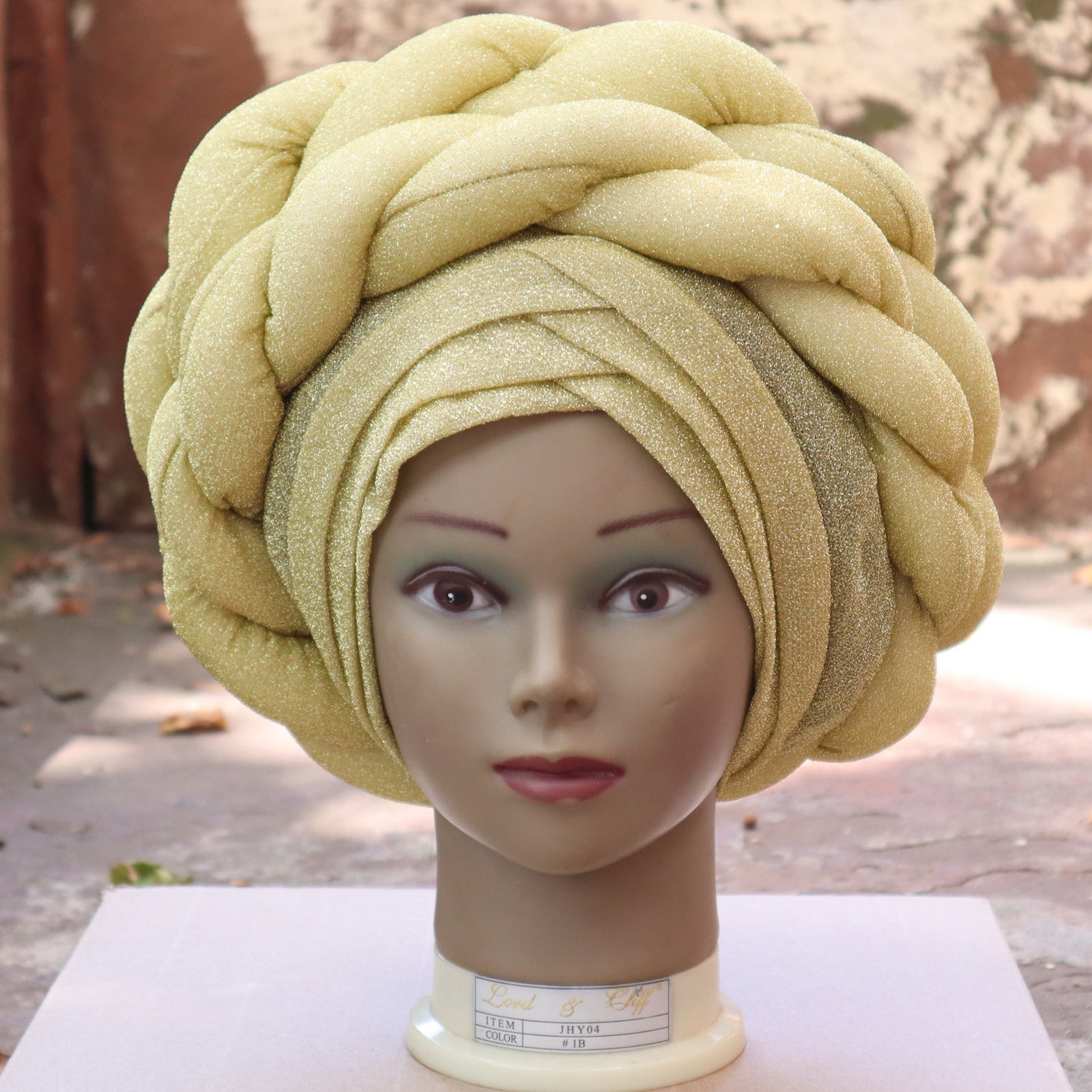 Voorverpakte Nigeriaanse geïnspireerde Gele Headwrap